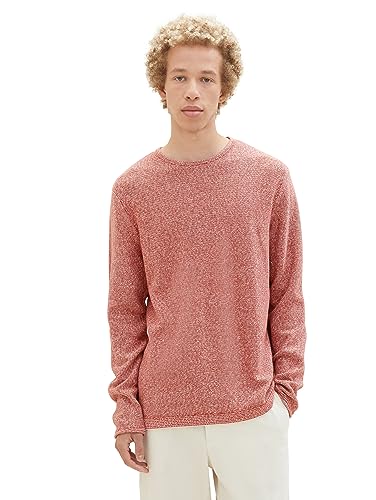 TOM TAILOR Denim sweter męski, 34037 - Chili Oil Red Mouline, M