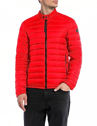 Replay Męska kurtka pikowana slim fit, 055 Ruby Red, XL