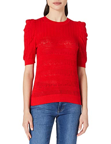 Morgan Damski sweter Maille Ajourée Col Rond Mlilou, pomarańczowy, S Krótki