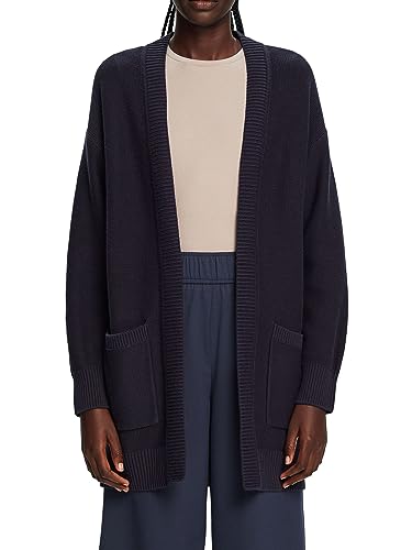 ESPRIT Długi kardigan z otwartym przodem, 100% bawełna, grantowy, L