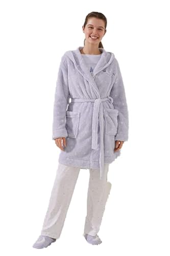 women'secret Damski płaszcz midi w Fluffy szlafrok i kimono, Z nadrukiem, niebieski, L