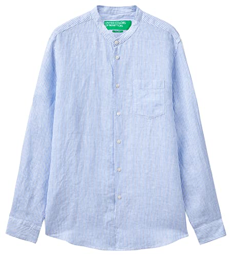 United Colors of Benetton Koszula męska, Niebieski Fantazja W Paski 933, XL