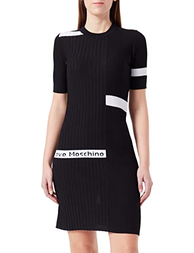Love Moschino Damska sukienka o dopasowanym kroju, z krótkim rękawem, czarna, rozmiar 48 (DE), czarny, 48