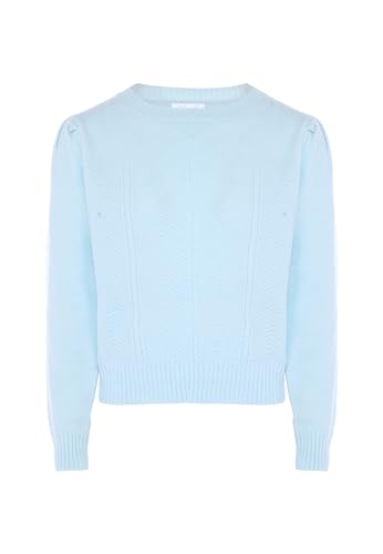 Blonda Damski sweter z dzianiny w stylu vintage, z okrągłym dekoltem, jasnoniebieski, rozmiar XS/S, jasnoniebieski, XS