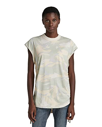 G-STAR RAW Damska koszulka Lash Tape Ao Cap SL, Multicolor (Whitebait Woodland Camo C340-d213), S
