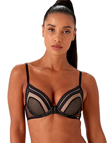 Gossard Damski biustonosz Contradiction wyściełany plunge, Czarny/Srebrny, 70C