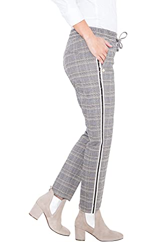 ATT Jeans Damskie spodnie do biegania o wyglądzie karo Comfort Fit w kratkę, szary, 42W / 28L