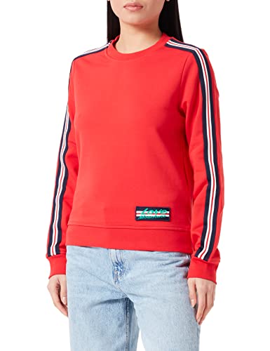 Love Moschino Damska bluza z okrągłym dekoltem, rękawy i haftowane logo, czerwona, 42, Czerwony, 42