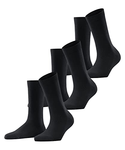 FALKE Kobiety Skarpety Family 3-Pack W SO Zrównoważona Bawełna jednokolorowe 3 Pak, Czarny (Black 3009), 39-42