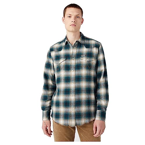 Wrangler Koszulka męska Ls Western, Dark Matcha, 3XL