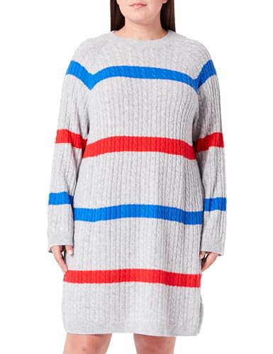Tommy Hilfiger Damska miękka wełna Ao Cable C-nk sukienka sweter, Miękkie paski wełniane poziome, 3XL