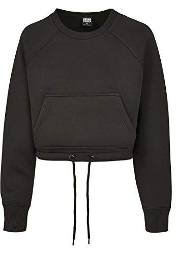 Urban Classics Damski sweter oversized Raglan bluza z kieszenią na brzuch, czarny, S duże rozmiary