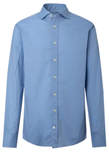 Hackett London Męska koszula z nadrukiem Melange Foulard Print Button Down Shirt, Multi Blue, L