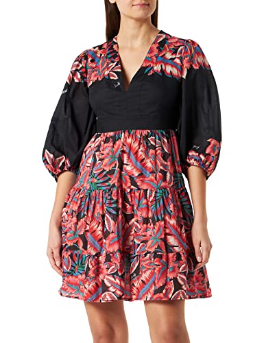 Pinko Damska sukienka muślinowa Balto Rig Print Casual, Zr3_mult.czarny/czerwony, 40