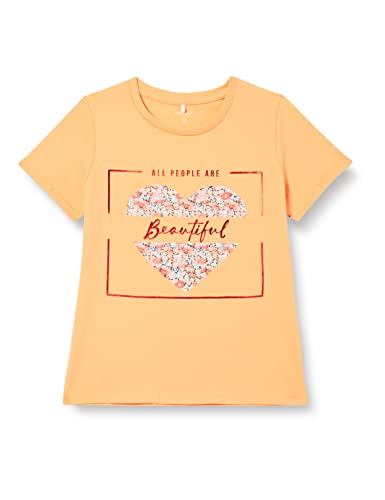 NAME IT Dziewczęca koszulka NKFHAMILLE SS TOP Box T-Shirt, Mock Orange, 122/128, Mock Orange, 122/128 cm