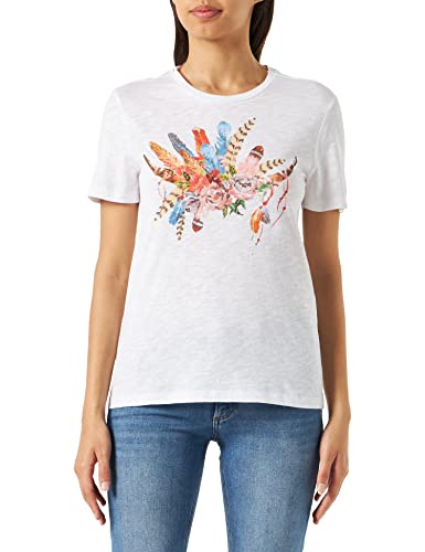 ONLY Onlbone S/S Feather Top Cs Box T-shirt damski, Jasna biel/szczegóły: bukiet z piór, M