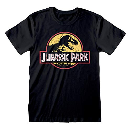 Jurassic Park postarzany klasyczne logo 'Boyfriend Fit' T-shirt damski, S-2XL, oficjalny produkt, Czarny, XXL