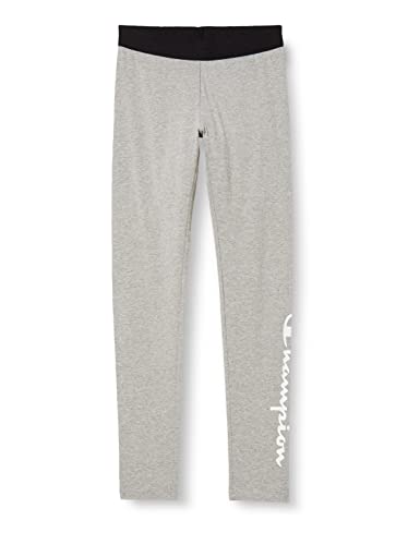 Champion Legginsy z regularnym logo dla dziewcząt i dziewcząt Legacy American Classics, Jasnoszary melanż, 5-6 lat