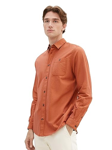 TOM TAILOR koszula męska, 32316 – pomarańczowy czerwony Chambray, S