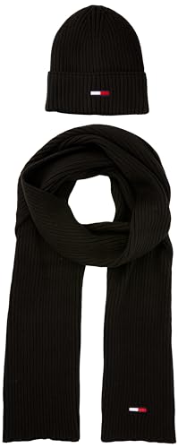 Tommy Jeans Męska czapka i szalik z flagą TJM i szalikiem na prezenty, czarny, jeden rozmiar, Czarny, Rozmiar uniwersalny