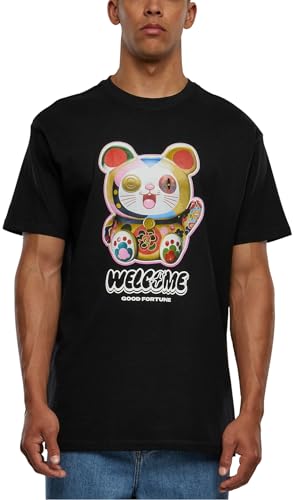 Mister Tee Męski T-shirt Welcome Cat Heavy Oversize Tee Black M, czarny, M