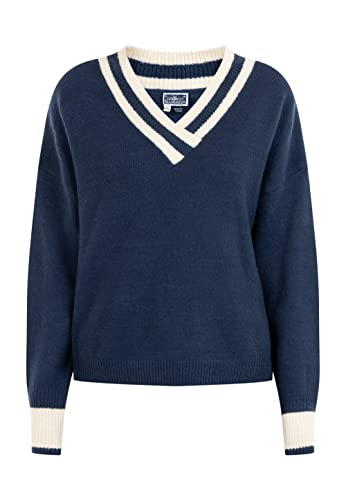 DreiMaster Dzianinowy sweter damski 39525084, granatowy, wielokolorowy., XS-S