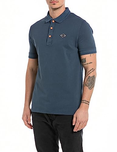 Replay Męska koszulka polo, Gunblue 082, XL