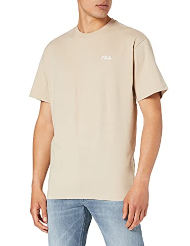 FILA Męski T-shirt z nadrukiem Fonda Oversized Dropped Shoulder, Oxford Tan, XS