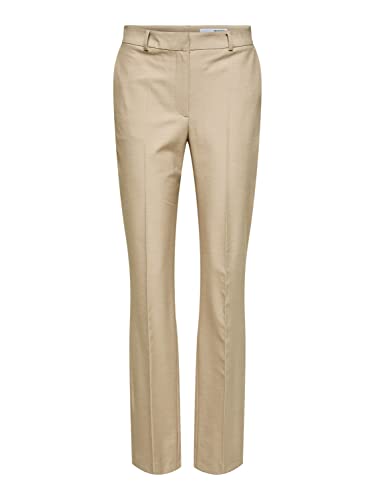 bestseller a/s Damskie spodnie SLFELIANA MW Straight Pant B NOOS, Nomad/Detail:Melange, 38/32, Nomad/Szczegóły: melanż, 38W / 32L