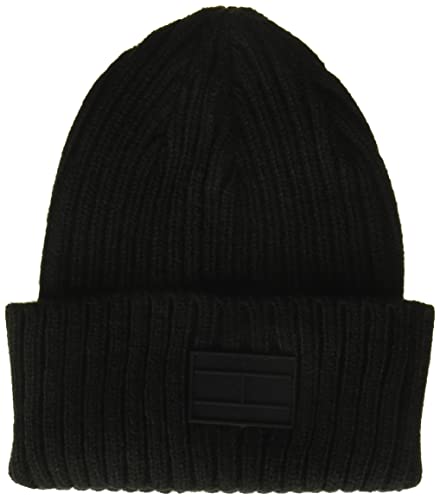 Tommy Hilfiger Męska czapka beanie z prążkowanymi mankietami, czarny, jeden rozmiar