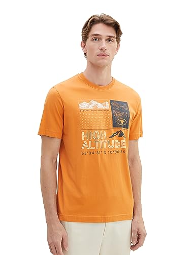 TOM TAILOR T-shirt męski, 32243 – Tomato Cream Orange, S