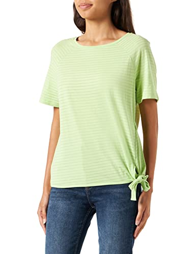 Gerry Weber Damska koszulka z węzłem, krótki rękaw, raglanowy t-shirt z rękawami 1/2, jednokolorowy, w paski, Light Lime, 42