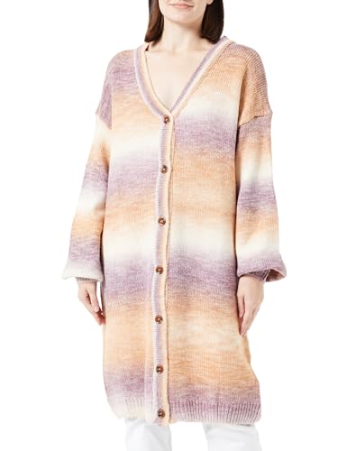 aleva Damski kardigan z dzianiny 10424757-AL04, beżowy liliowy wielokolorowy, XL/XXL, Beżowy, fioletowy, wielokolorowy, XL-XXL