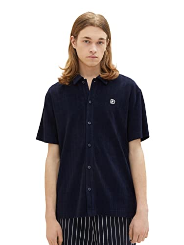 TOM TAILOR Denim Koszula męska 1036416, 31872-Navy Stripe Towelling Jacquard, S, 31872 – Navy Stripe Towelling Jacquard, S
