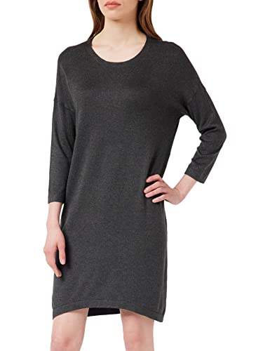 VERO MODA Damska sukienka do kolan, z dzianiny, rękawy 3/4, ciemnoszary melanż, XS