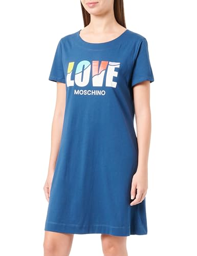 Love Moschino Damska sukienka z krótkim rękawem, niebieska, rozmiar 44 (DE), niebieski, 44