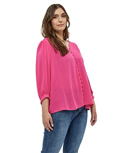 Peppercorn Damska bluzka z rękawem Danea 3/4, Curve, magenta Pink, 16, Różowy magenta, 42-Du?e rozmiary