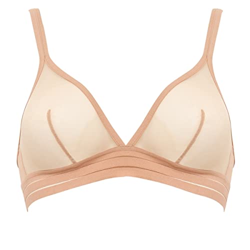 Maison Lejaby - Damski trójkątny biustonosz z lycry NUFIT, beżowy, S