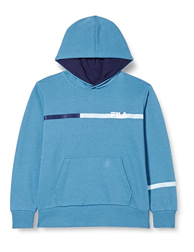 FILA Chłopięca bluza z kapturem SENDANA Block Stripe Cendre Blue-Medieval Blue, 170/176, Cendre niebieski medieval Blue, 170-176