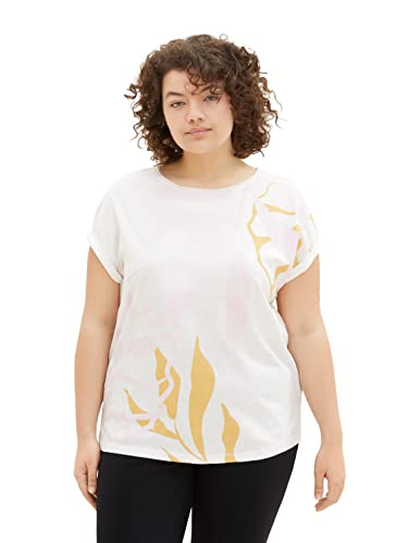 TOM TAILOR Damska koszulka Plussize ze wzorem, 10315 - Whisper White, 52
