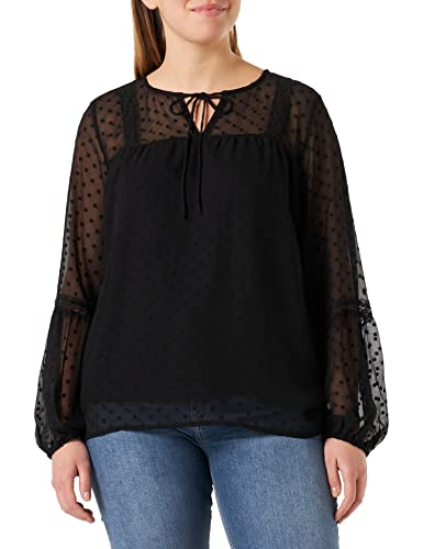 Vila Damska bluzka VIEDEE L/S TOP/SU-NOOS, czarna, 36, Schwarz, 36