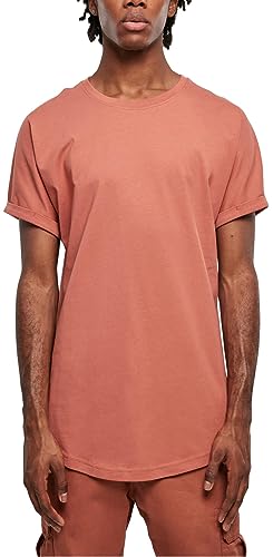 Urban Classics Męski T-Shirt Long Shaped Turnup Tee, T-shirt dla mężczyzn, dłuższy krój, dostępny w wielu wariantach kolorystycznych, rozmiarach, Terracotta, S