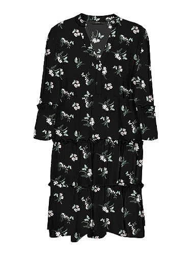 VERO MODA Damska letnia sukienka, Czarny/Aop: ann, S