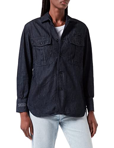 G-STAR RAW, Damska koszulka oficerska, Niebieski (płukany D21104-c653-082), S