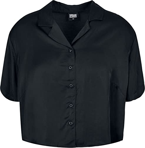 Urban Classics Damska koszula damska Viscose Satin Resort Shirt, krótki rękaw, damska koszula dostępna w 3 kolorach, rozmiary XS - 5XL, czarny, XL