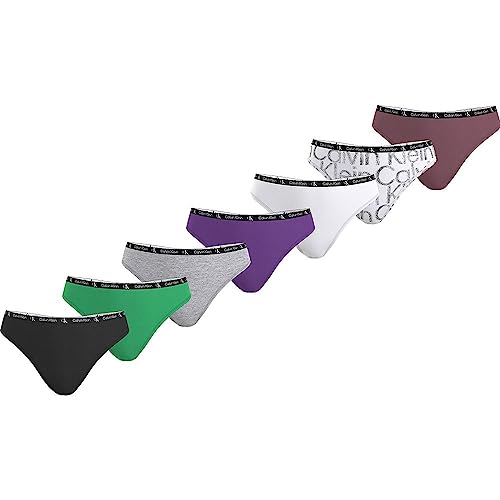 Calvin Klein Stringi damskie, Czarny/Isg/Grhtr/Elcprp/W/Glw/Crshbry, XS