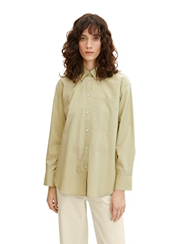 TOM TAILOR Damski Bluzka Basic z kieszenią na piersi 1031484, 28725 - Light Moderate Olive, 38