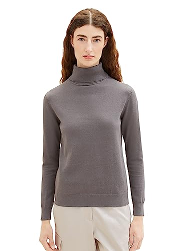 Podstawowy damski sweter z golfem TOM TAILOR, 32251-ciemny mineralny szary, M