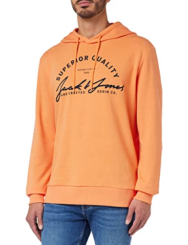 Jack & Jones Męska bluza z kapturem, sweter z kapturem, wzór bluza z kapturem dla mężczyzn, Pumpkin/Print: aw1, M