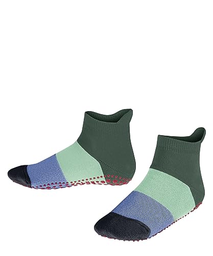 FALKE Uniseks dziecięce skarpety domowe Colour Block bawełna antypoślizgowe wypustki 1 para, zielone (Dark Jade 7248), 39-42, zielony (Dark Jade 7248), 39-42